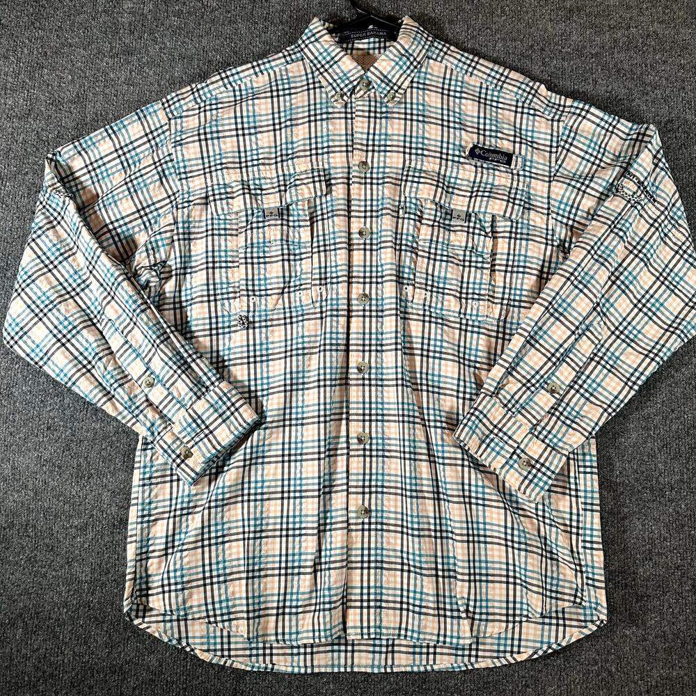 Columbia PFG Super Bahama Men’s S Plaid Long Sleeve Vented Fishing Shirt